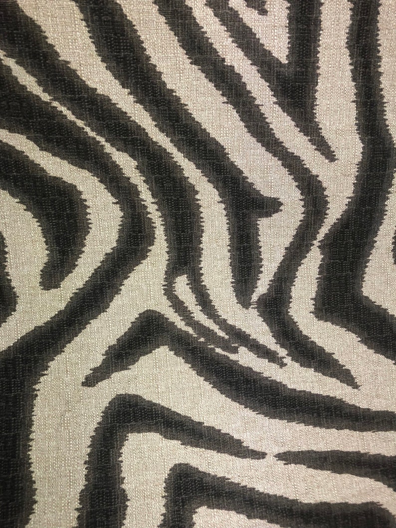 Designer Fabric Yard animal print zebra tone on tone brown chocolate and beige drapery Craft upholstery bedding pillow draperie