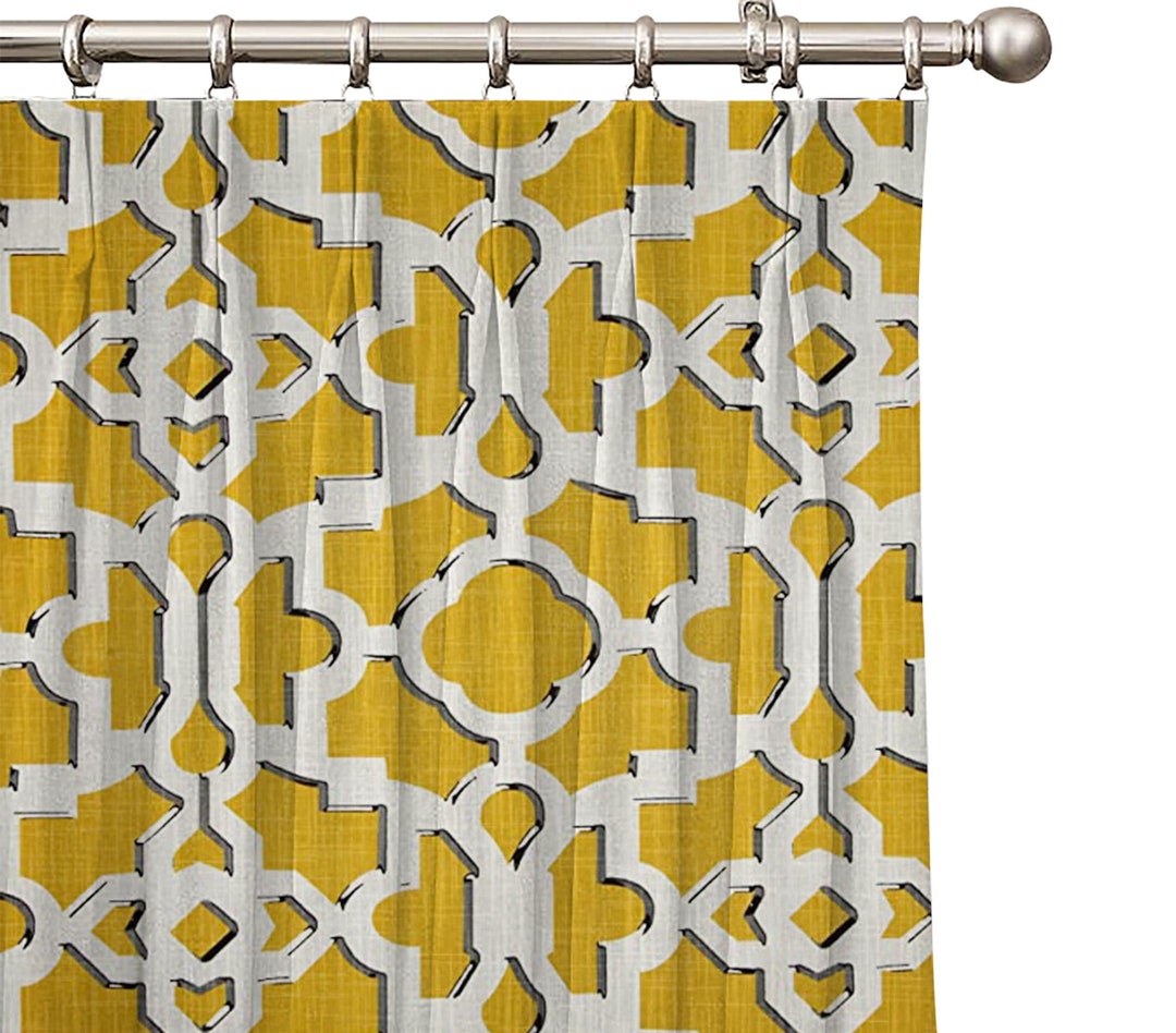 ROBERT ALLEN Geometric Trellis Mustard White Print Linen Pinch Etsy