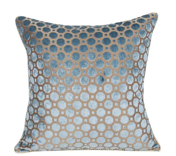 Robert Allen Geo Mineral Cut Velvet Aqua Blue Mist Taupe Etsy