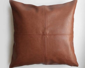 leather pillows etsy