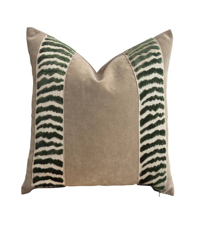 Camel Velvet Pillow Cover Nude Velvet & Hunter Green Zebra Etsy