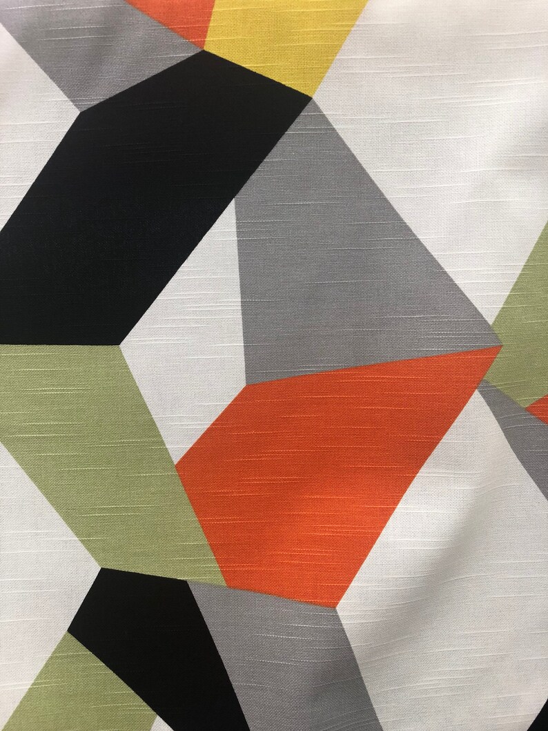 Kravet Urbantwist Jazz 411 geometric 100/% linen white apple green yellow orange black Designer Fabric by The Yard drapery Craft upholste
