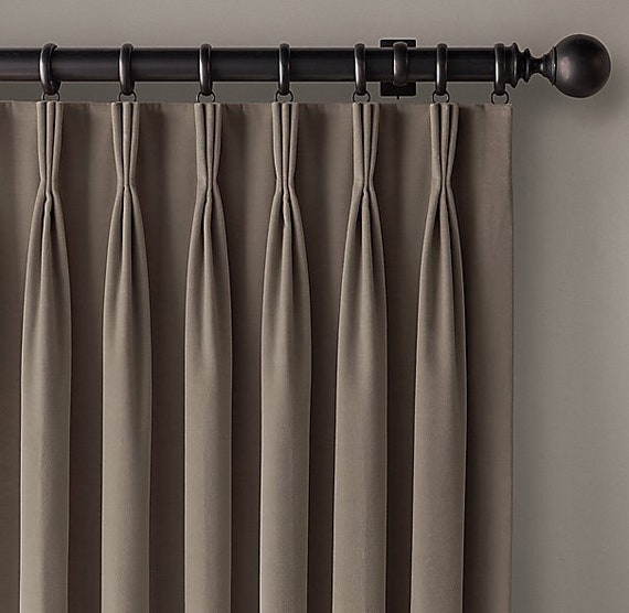 Designer Italian Velvet Taupe Color Lined Curtain Panel Fabric Etsy