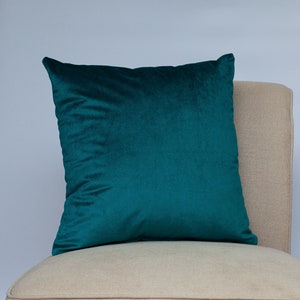 Bella Plain Velvet Cushion. Teal Blue Supersoft Velvet Chenille. Modern and On-trend Home Accessory. 17x17&quot; Square Cushion Cover.