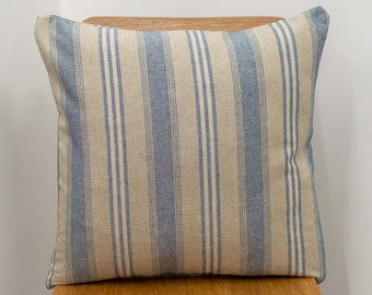 Red and Blue. Nautical Striped Cushion Double Sided Heavy 100% Cotton Fabric