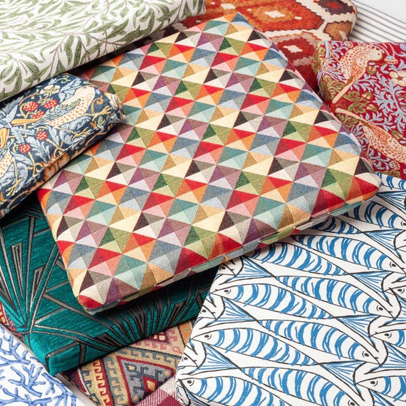 Triangle Harlequin Geometric Tapestry Firm Foam Seat Pad