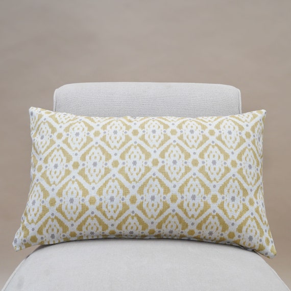 Santorini Linen Blend XL Rectangular Cushion. Ochre Yellow and