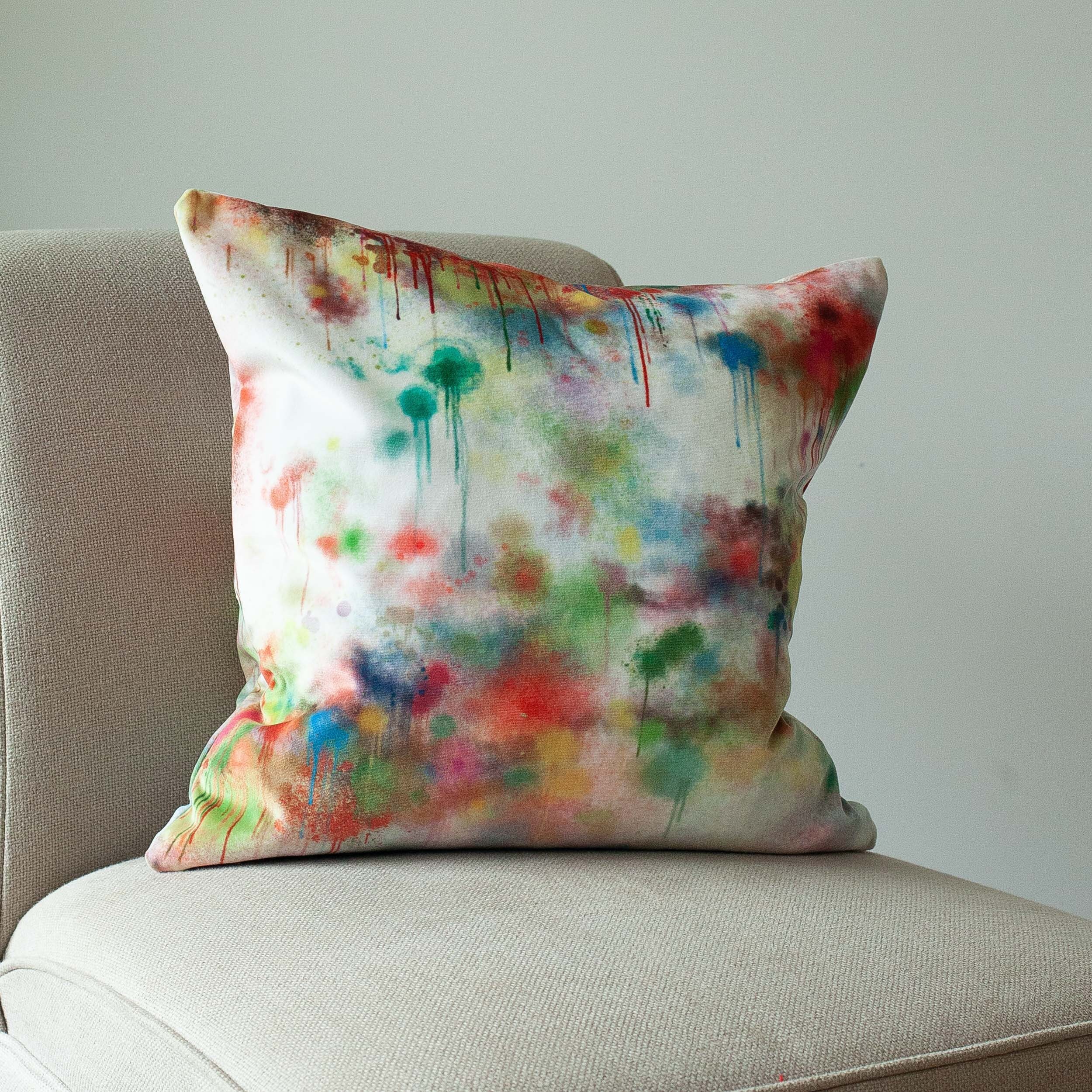 Spray Paint Velvet Cushion. Bright White With Multicoloured Etsy UK