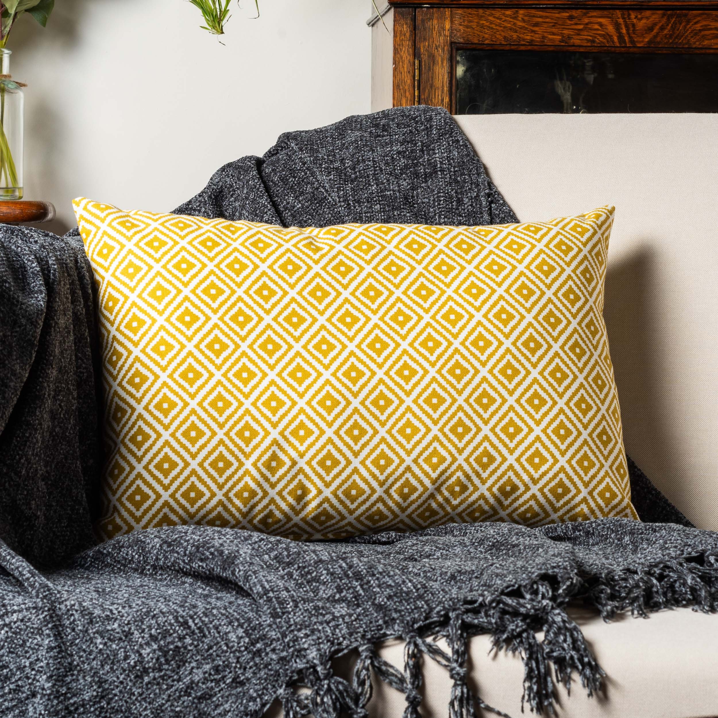 Mustard Diamond Patterned Throw Pillow Mustard Diamond Patterned Throw Pillow