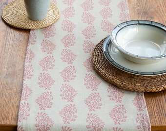 Hidcote Table Runner in Dusky Rose Pink. Cottagecore Style Dinner Party Table Decoration. Available in Two Sizes.