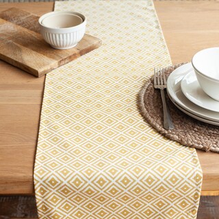 Highdi Runner Da Tavola In Lino – Motivo Zigzag Giallo – 33x150 Cm – Lavabile