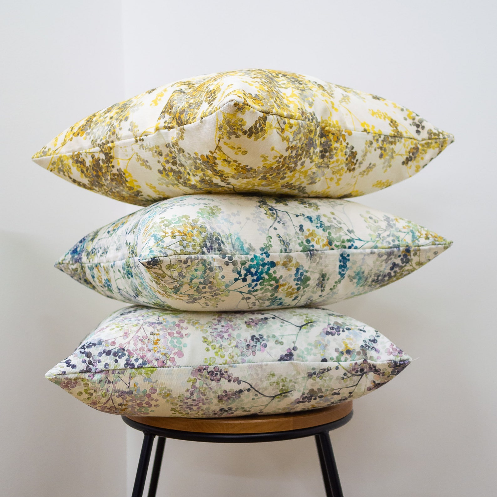 Floral Blossom Cushion. Abstract Teal Blue and Green Printed Etsy UK