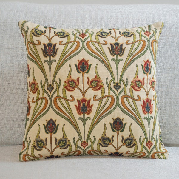 Traditional Art Deco Cushion. 17x17" Square Cover. Classic Mackintosh Style Design. Made from Heavyweight Tapestry Upholstery Fabric.