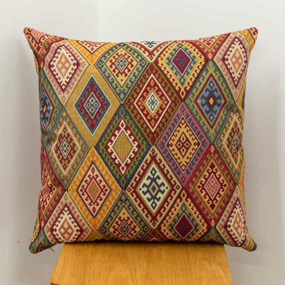 Coussin de style Kilim vintage extra large. Carré de 58 cm