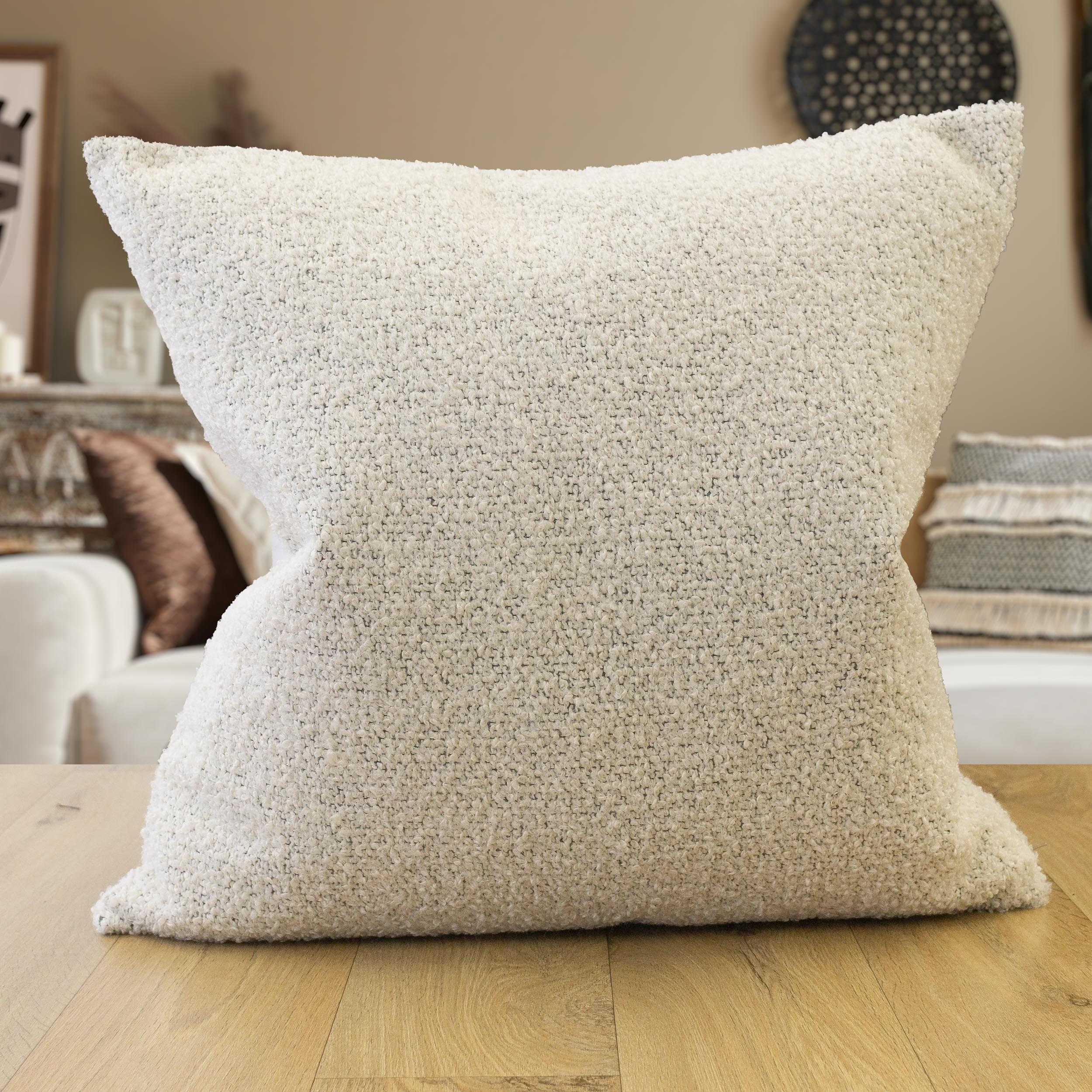 White Textured Puffy Boucle Pillow Cover, Unique Cozy Luxury Boucle Cushion,  Extra Soft Boucle Fabric, Teddy Lumbar Pillow, Living Room,sofa 