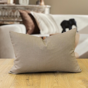 100% Linen Boudoir Cushion Cover. Plain Latte Brown Linen Cushion Cover - Perfect For Modern & Minimalistic Styles. 17x12&quot; Rectangle.