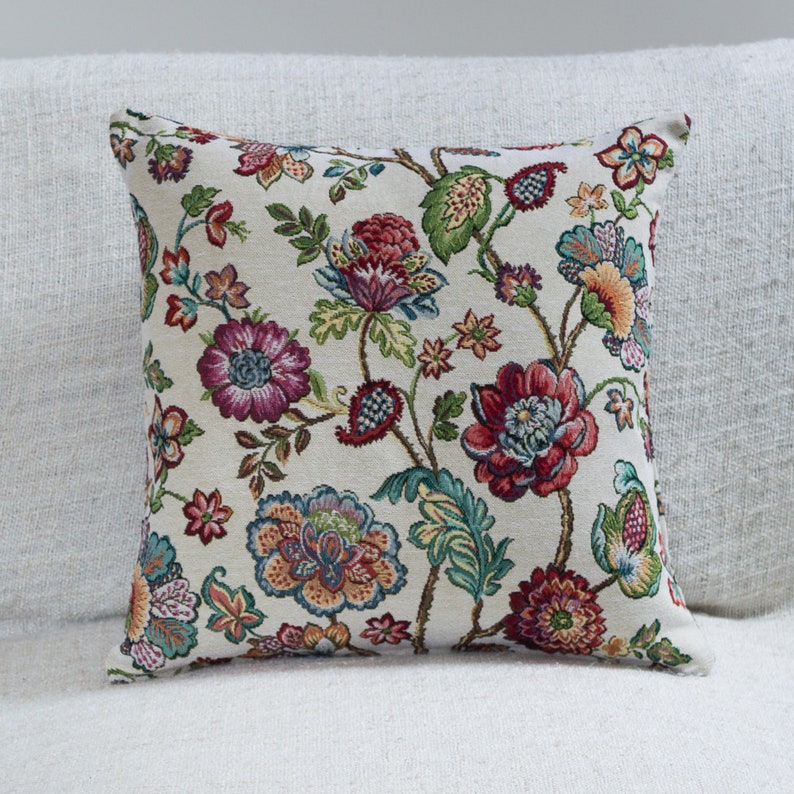 Jacobean Floral Tapestry Double Sided Cushion. Heavyweight Etsy UK
