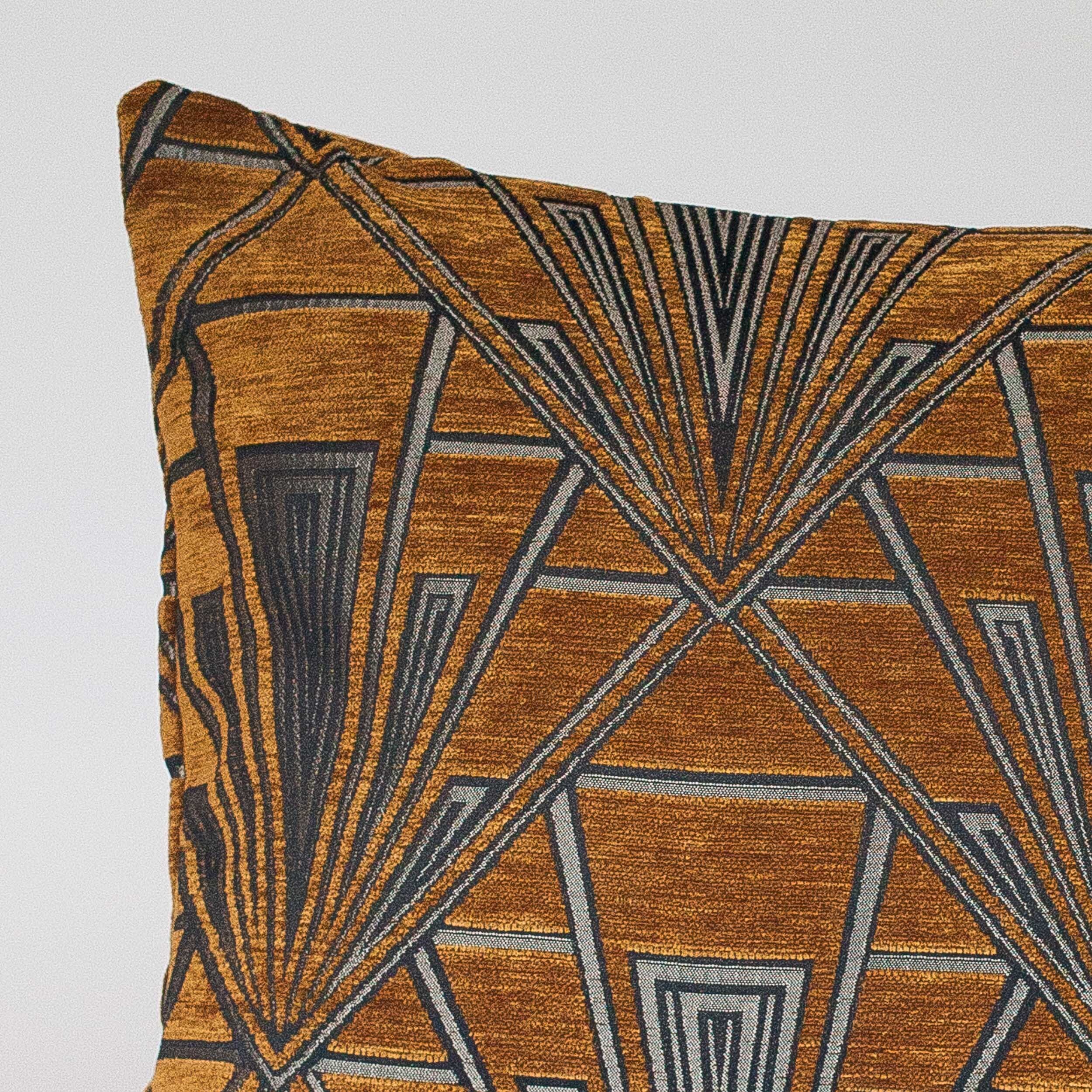 Art Deco XL Rectangular Cushion. Double Sided Luxury Velvet Chenille. Gold and Silver. 23x15