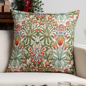 William Morris Woodland Weeds Tapestry Extra-Large Cushion. Millefleur Floral Emblems and Botanical Design. 23x23&quot; XL Square Cushion Cover