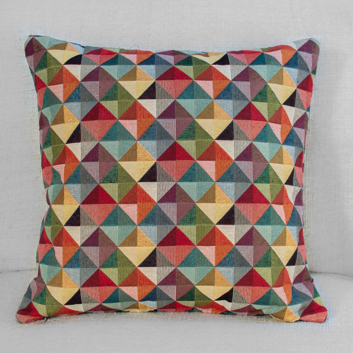 Coussin 80x60- Motif triangle gris/bleu