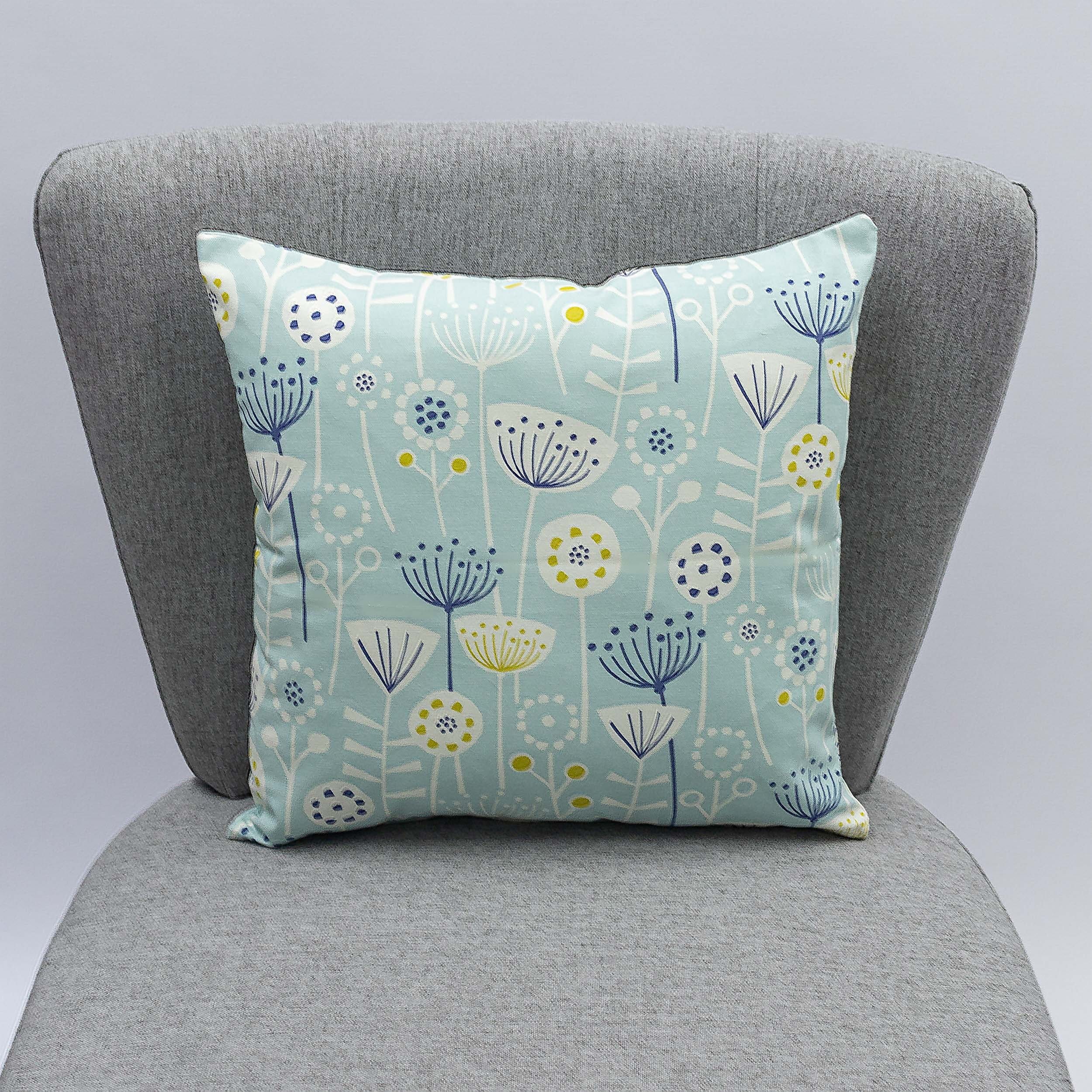 Geometric Scandi Floral Cushion. Duck Egg Blue and Ochre Etsy UK