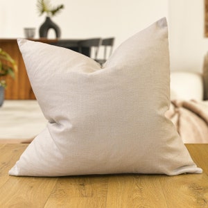 100% Linen Extra-Large Cushion Cover. Plain Off-White Ivory Linen Cushion Cover - Perfect For Modern & Minimalistic Styles. 23x23&quot; XL