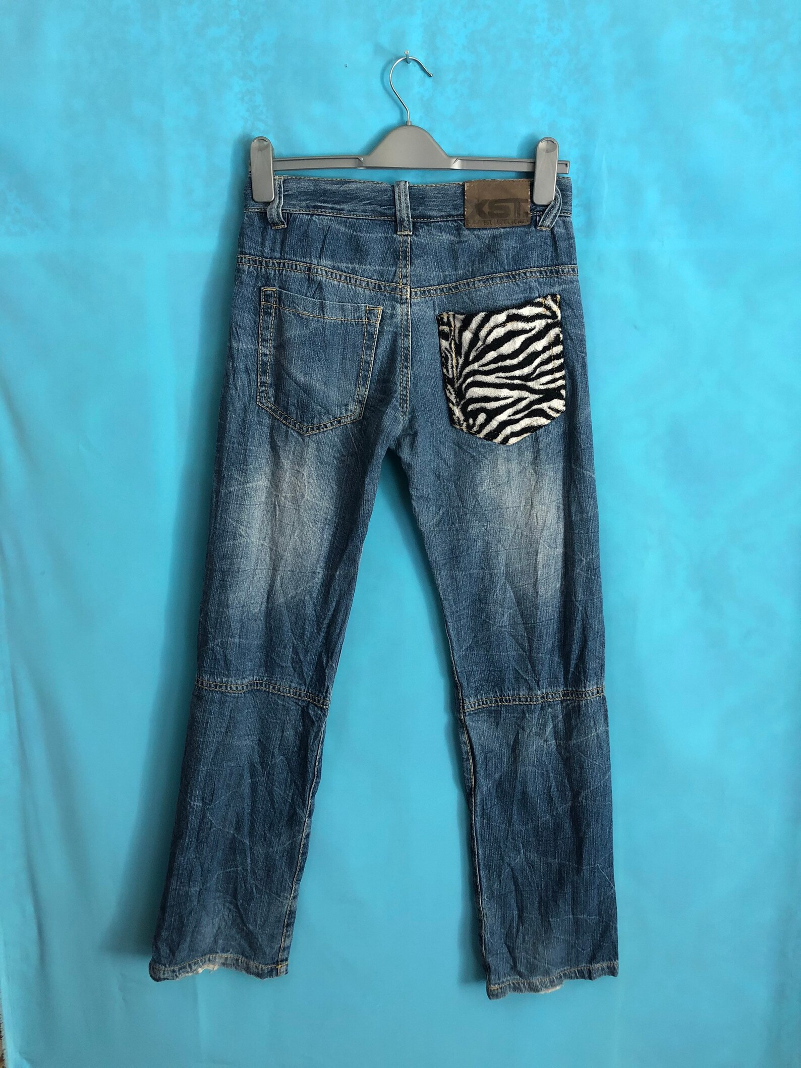 VTG BATSU STUDIO Xst Batsustudio Distress Jeans Skull Bones Zebra