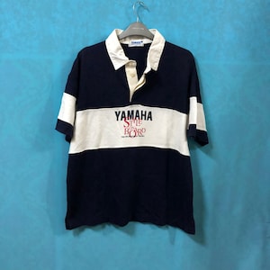 VTG YAMAHA style on board striped shirt large #512