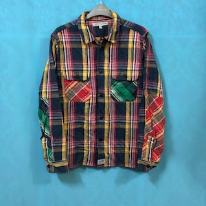 VTG Goodhood x R.newbold shirt flannel tartan multicolor london tokyo large #101