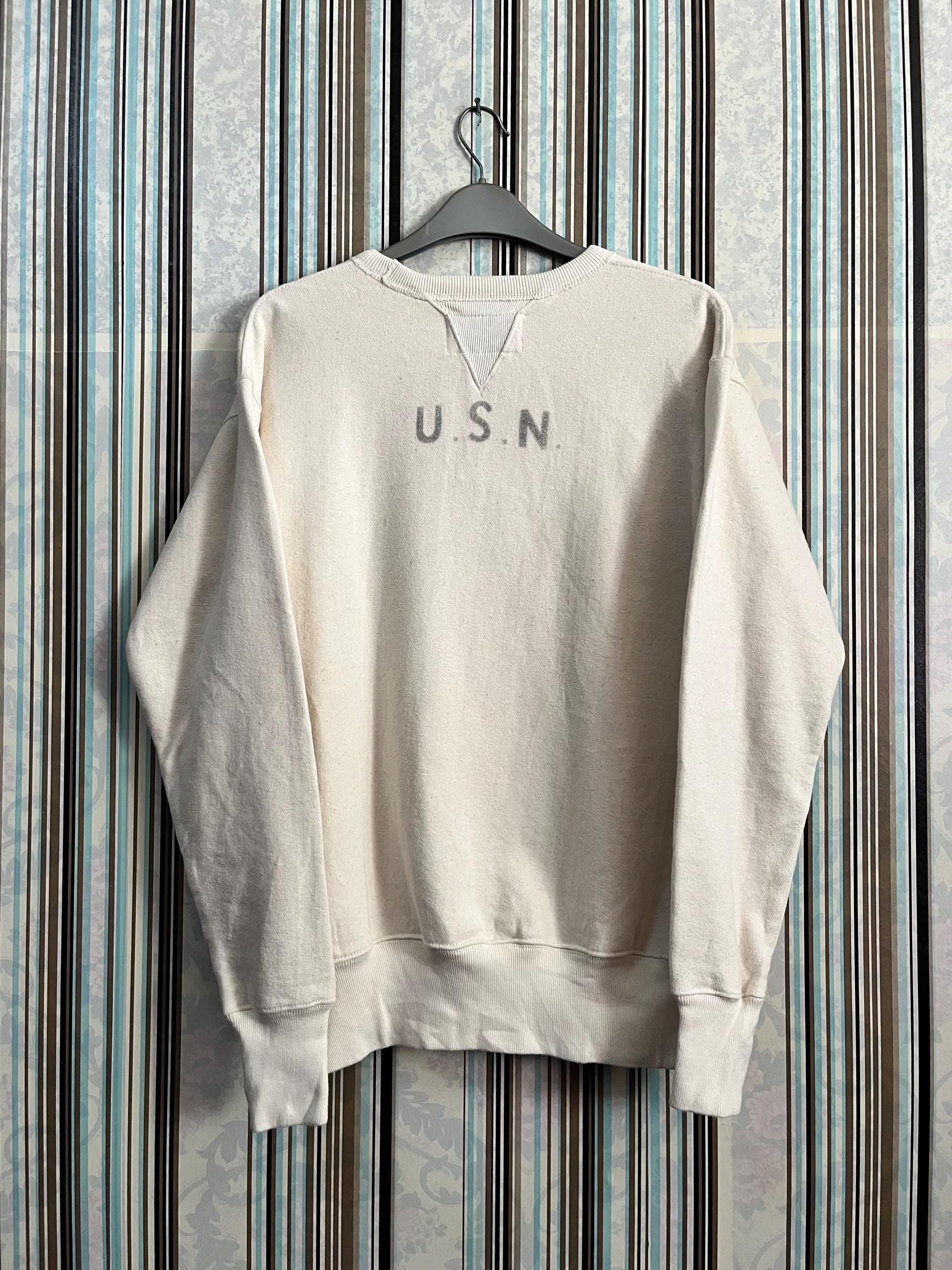 RARE!!VTG Reverse Weave Stencil Usn Sweatshirt Naval Clothing 