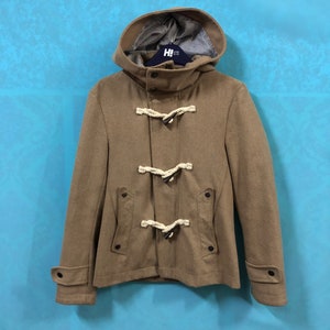 VTG RAGE BLUE duffle giacche con cappuccio cappotti tasche crema marrone piccolo #647