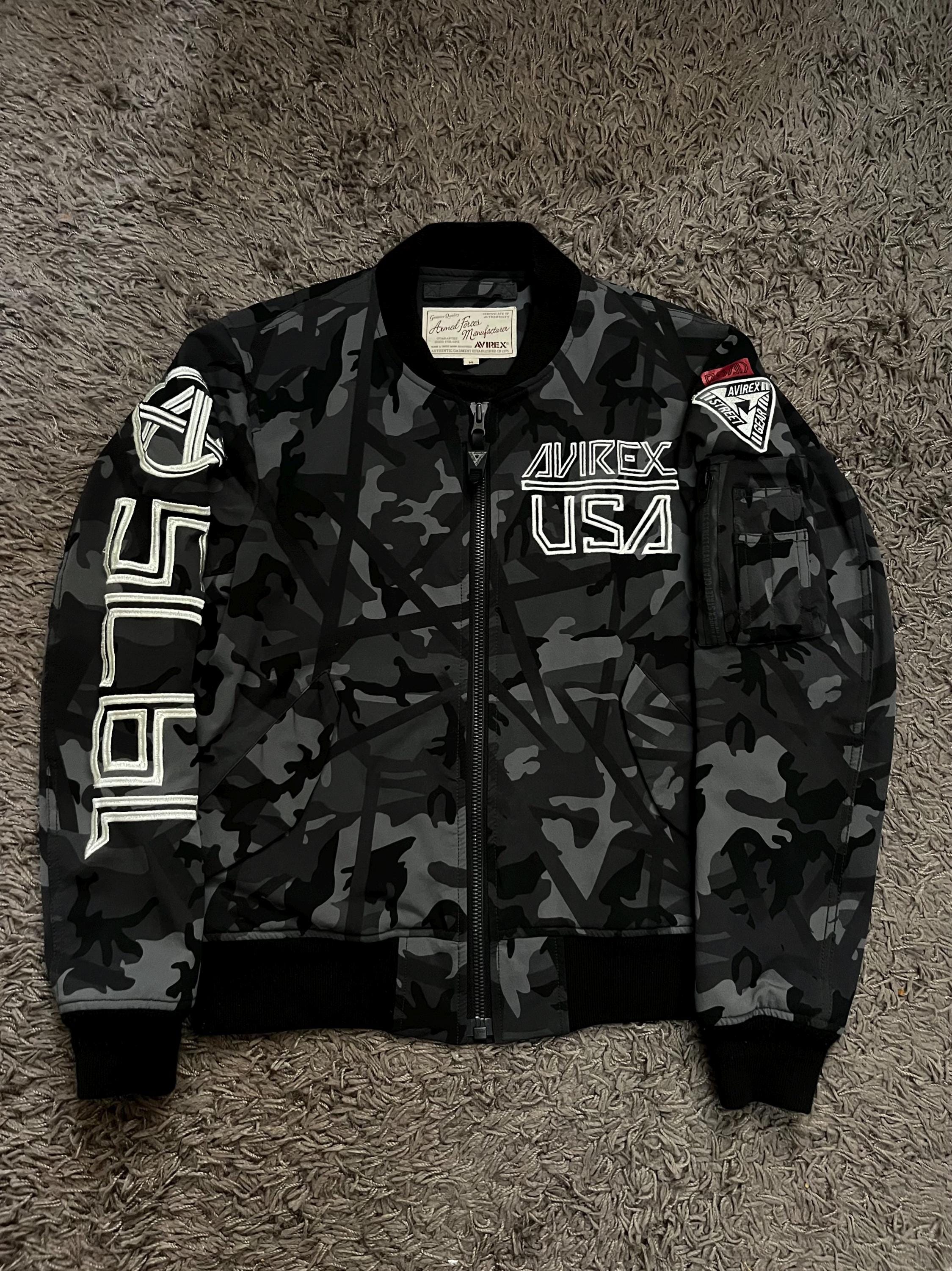 2000s AVIREX Usa Avirex Street Gear Road Camouflage Bomber Ma-1