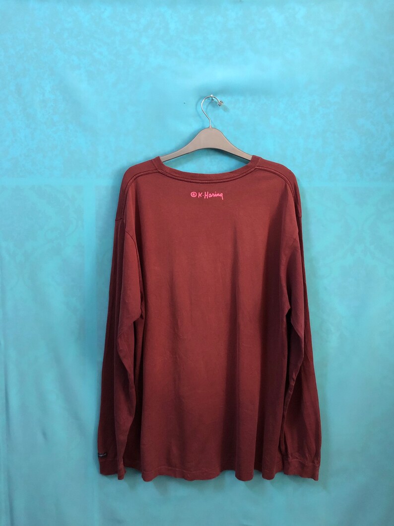 VTG keith haring k.haring cool desigb estate long sleeve sewing patch logo pop culture legendary arts large #979 SALE!