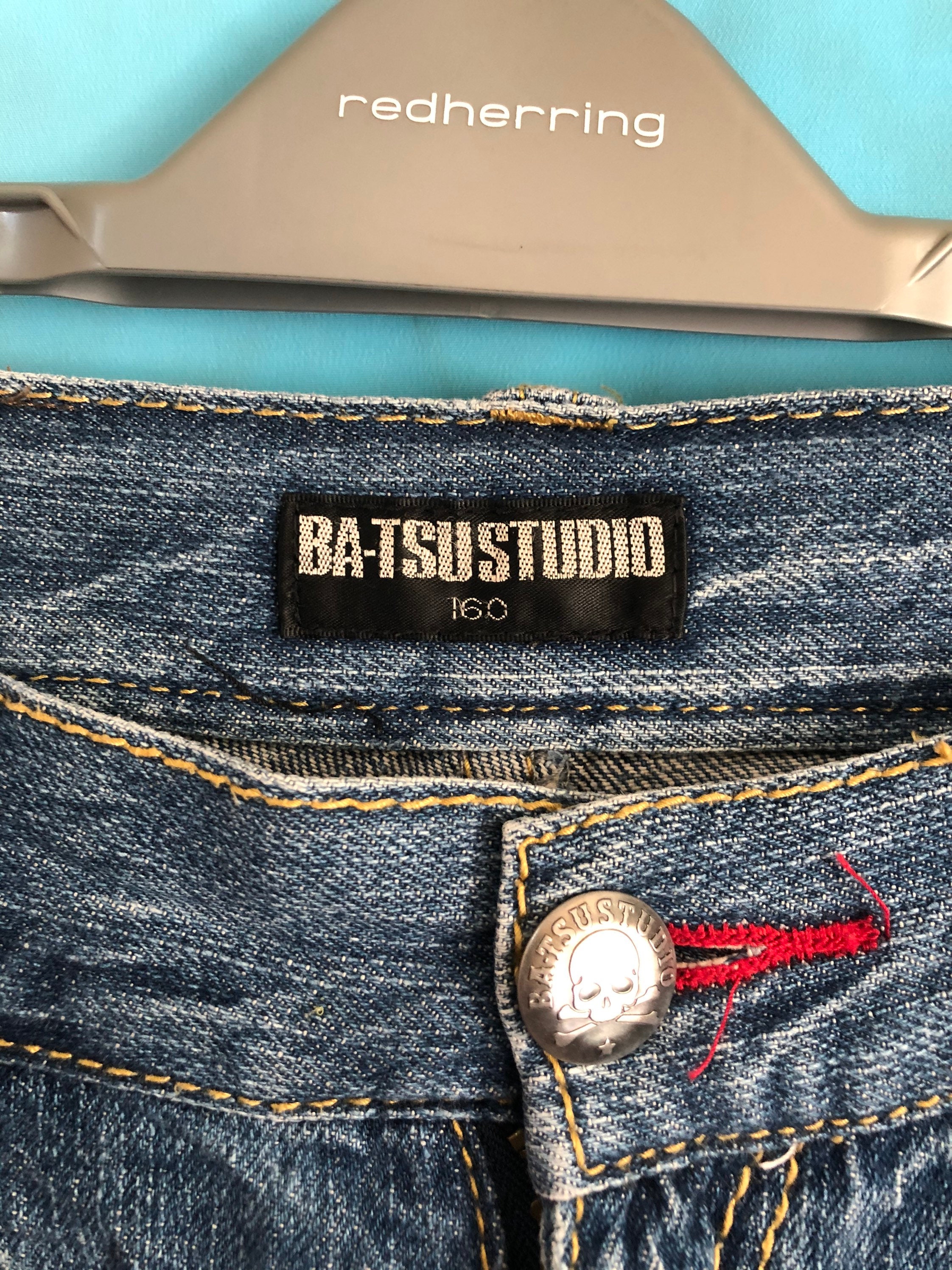 VTG BATSU STUDIO Xst Batsustudio Distress Jeans Skull Bones Zebra
