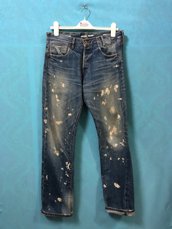 RARE!!VTG Paul Smith Red Ear Cat Bird Painter Distress Jeans 