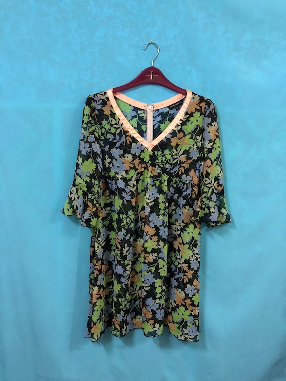 RARE BUONA GIORNATA soft textiles floral blouse m… - image 1