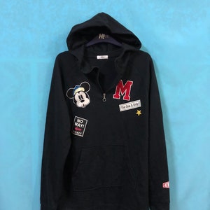 VTG MICKEY MOUSE disney hoodies navy blue pop art design large #536 image 2