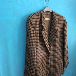RARE!! VTG emporio armani double breasted checkered shadow plaid blazer made in italy size 42 womens #1028