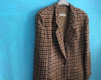 RARE!! VTG emporio armani double breasted checkered shadow plaid blazer made in italy size 42 womens #1028