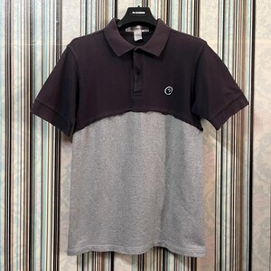 Vintage 1990s COMME DES GARCONS shirt patched colour block two tone cut and sew faded small #F3
