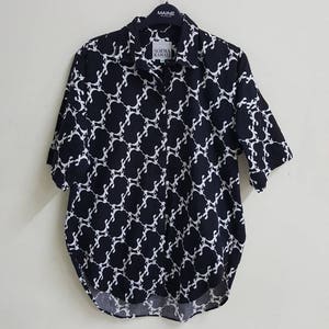 ENDLICHER TROPFEN!! Norma Kamali Designer Hase Shirt schwarz weiß Hüfte Gr. 36large #368