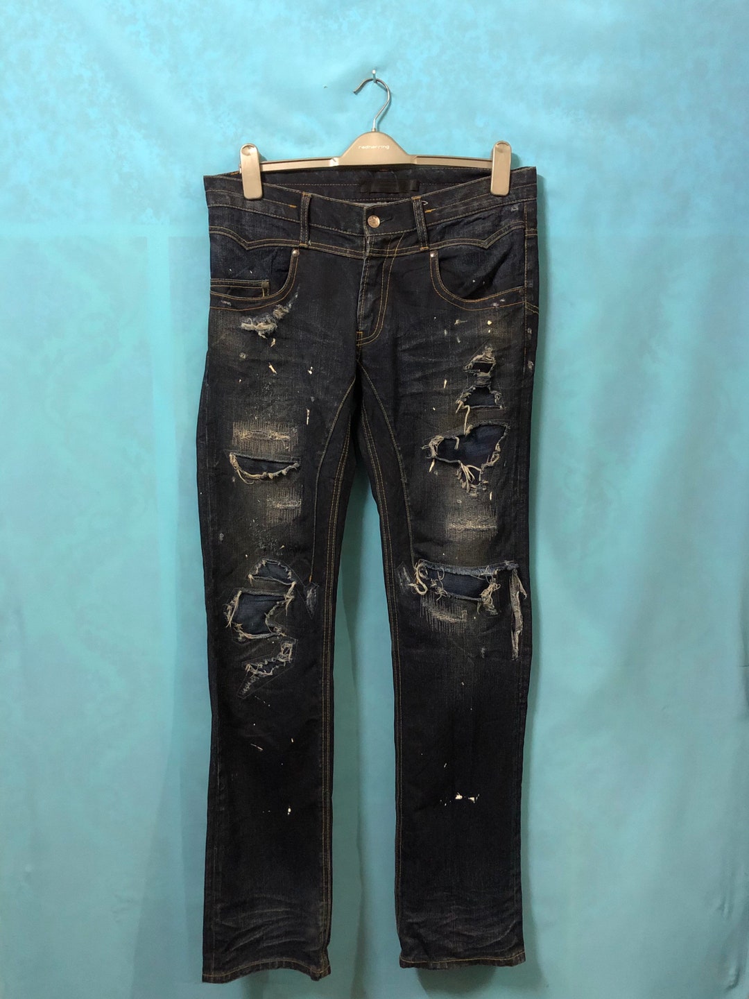 jack rose.ジャックローズガスマスク　grunge punk y2k RARE!! VTG Jackrose Jack Rose Luv Maison Jeans Patchwork