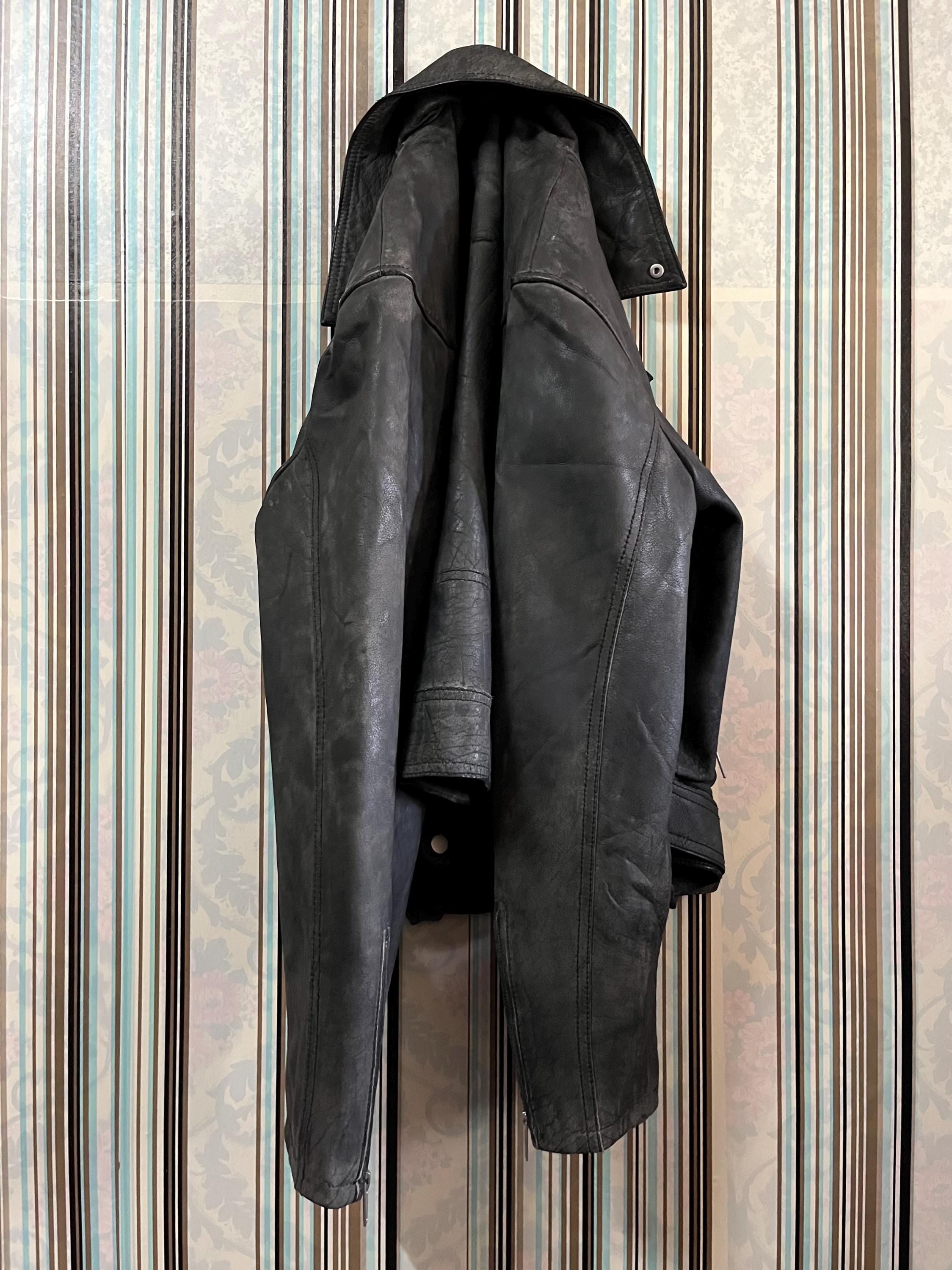 Vintage 2000s ZARA Fast Fashion Classic Biker Leather Notched