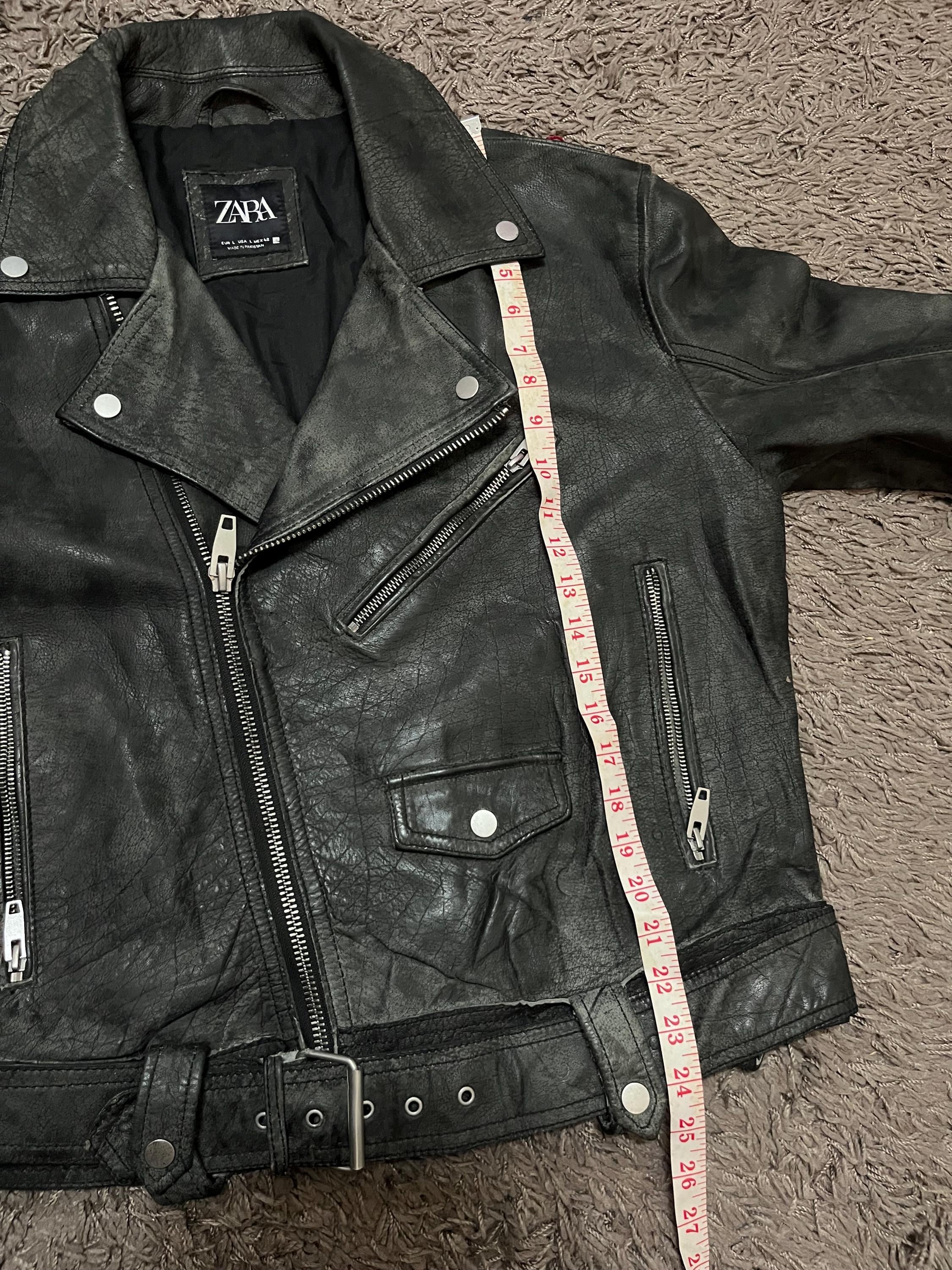 Vintage 2000s ZARA Fast Fashion Classic Biker Leather Notched