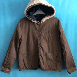 RARE!!VTG cantwo reversible hoodies fleece cotton free size two tone #1683