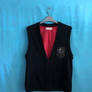 SALE!!VTG yujiro hale contessa zipper vest knitwear black medium #1673