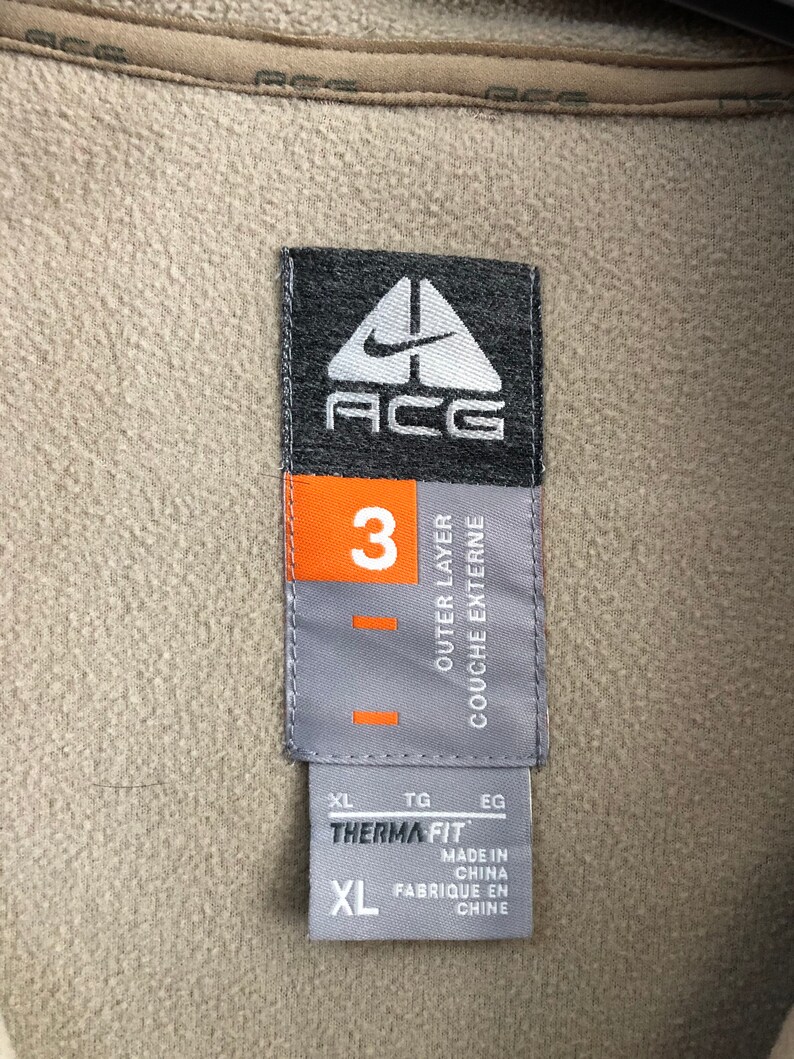 RARE!!VTG Nike Acg Thermal Fit Two Tone Zipper Fleece Outer Layer Xl ...