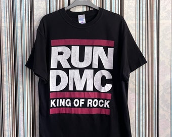 RUN DMC King of Rock Rap Hip Hop Long Sleeve T-shirt Black Double