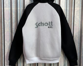 MEGARARE!!VTG Schott Nyc Hoodies Zipped Mesh Two Tone Heavy