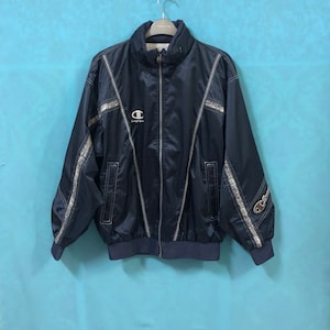 VTG CHAMPION PRODUCTS u.s.a windbreaker jackets coats silver striped zipper medium #488